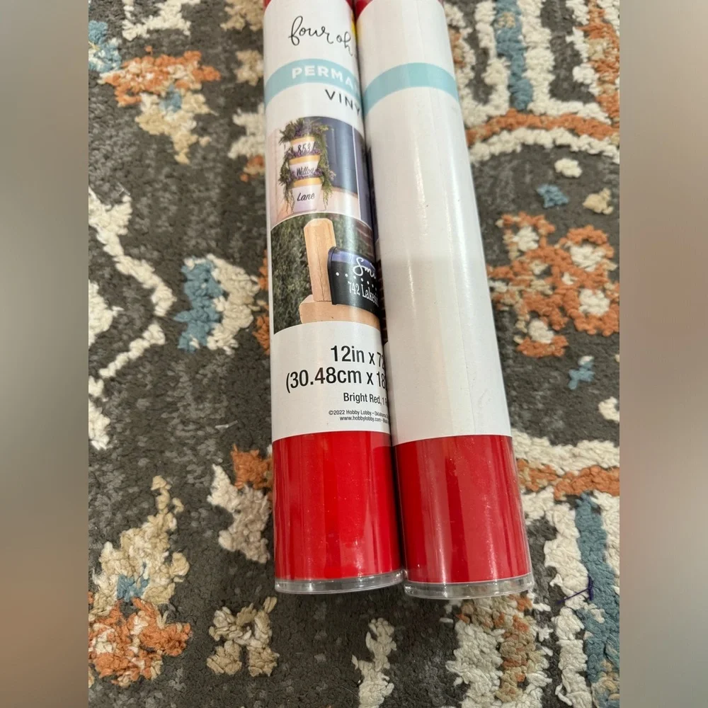 NEW 2 Rolls Permanent‎ Vinyl Red 12x72